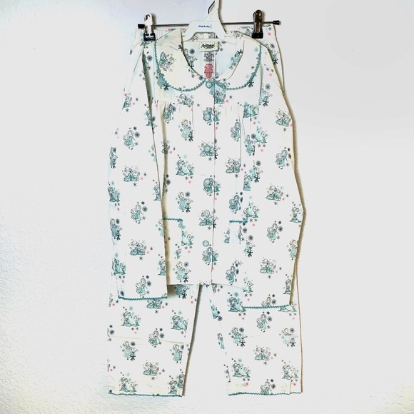 Disney Animators Collection Girls Frozen Pajama Set 7/8 NEW Top Bottom Cartoon - Picture 1 of 16
